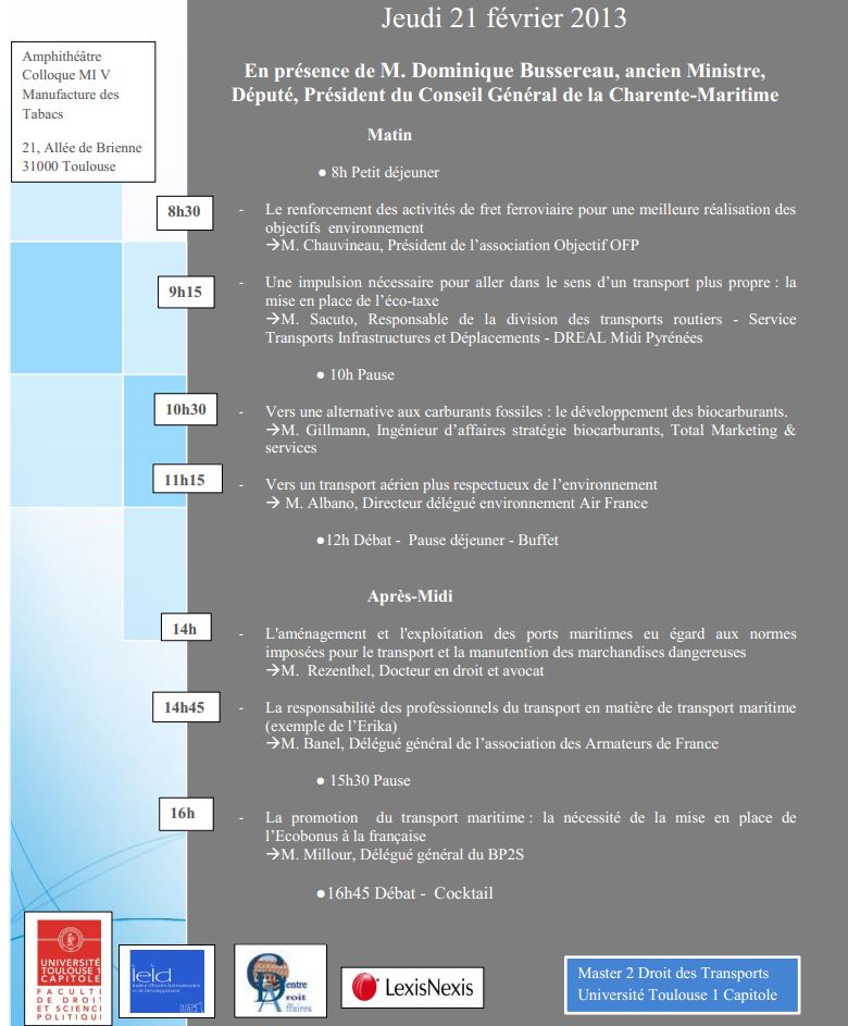 21 fvrier 2013 - TOULOUSE - Le contexte environnemental du transport de marchandises E310