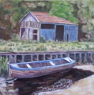 Cabane et barque Pastel19