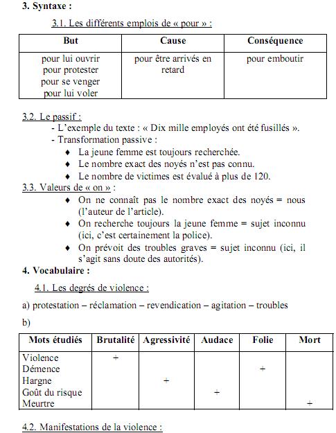 Linguistique du texte : Violence et fait divers .. texte de Jacques Sternberg ... C1011