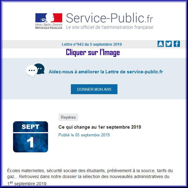 La lettre N° 942 de "Service Public" pour le 05 Septembre 2019 94210