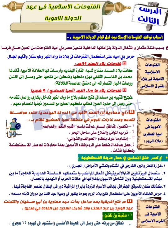 الوحدة الثانية الدرس الثالث الفتوحات الاسلامية في عهدالدولة الأموية 119