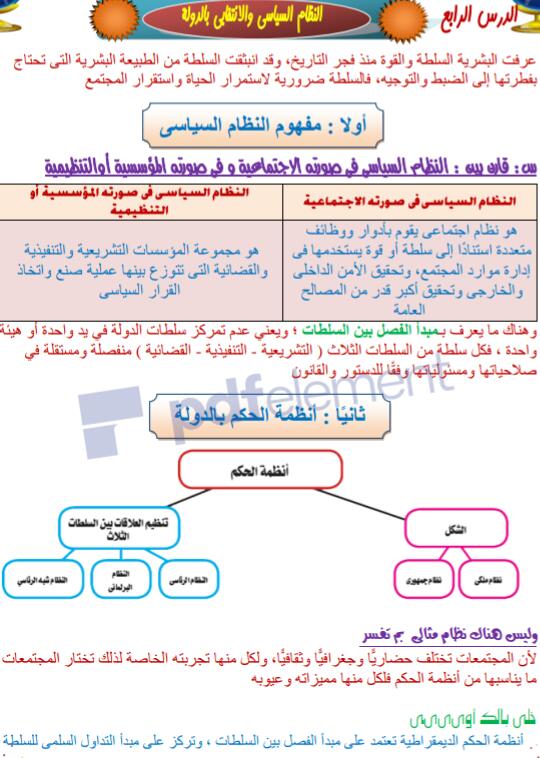 الوحدة الأولي الدرس الرابع  النظام السياسي والانتخابي بالدولة  Img-2041