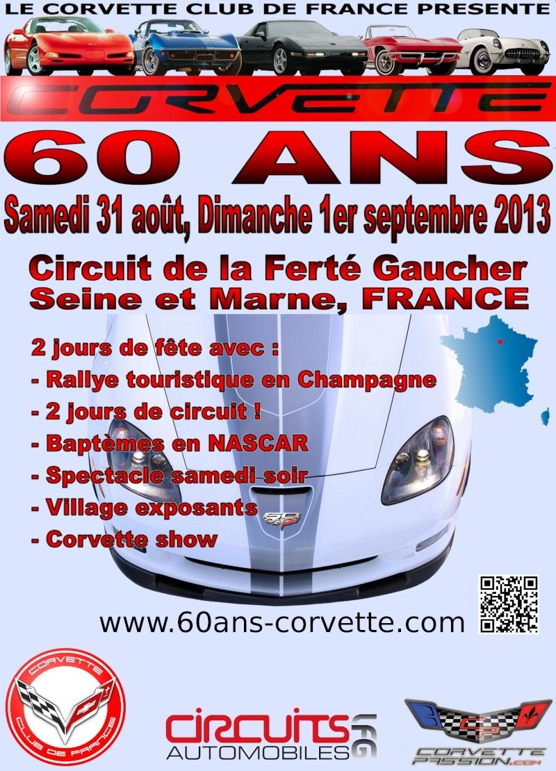 60 ANS de la CORVETTE - 31/08 et 01/09 - Circuit de La Ferté Gaucher Affich10