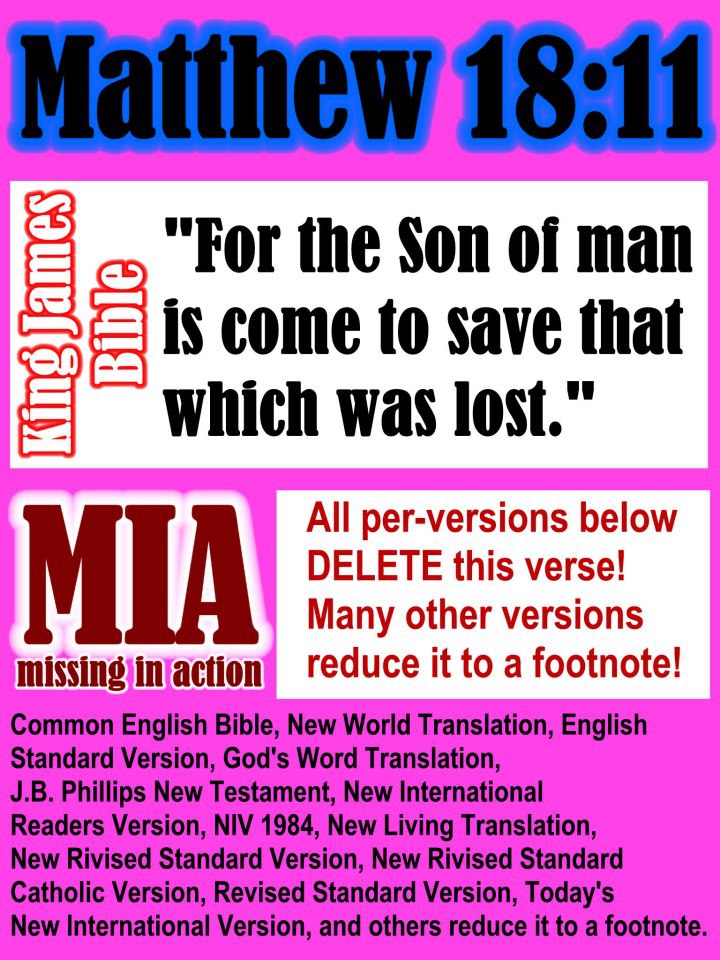 IS MATTHEW 18:11 MISSING FROM YOUR BIBLE? 40664611