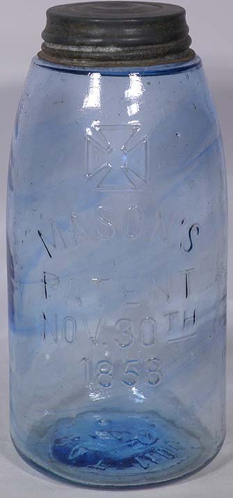 CORNFLOWER BLUE and BLUE SWIRLED Cross MASONS 1858 HG Rad1b010
