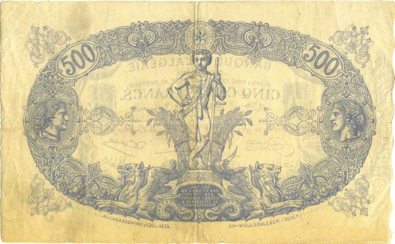 Émissions 500 Francs Algérie de 1852 à 1958 (Photos rares) P18_0017