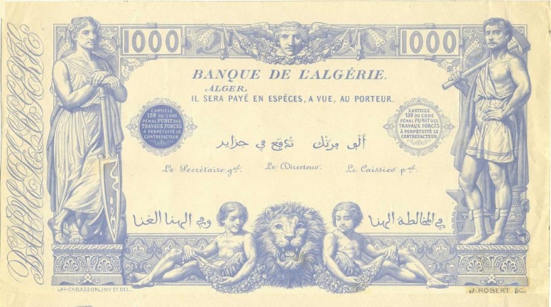 Émissions 1000 Francs Algérie de 1852 à 1946 (Photos rares) P18_0020