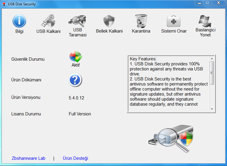  برابط مباشر من موقع البرنامج آخر إصدار من برنامج USB DISK SECURITY 5.4.0.12 +السيريال Ekrana10