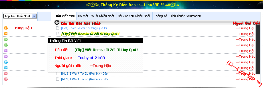 [Share] Last Topic Dạng Tab + Nút Reload By LionVIP [phpBB2] Last10
