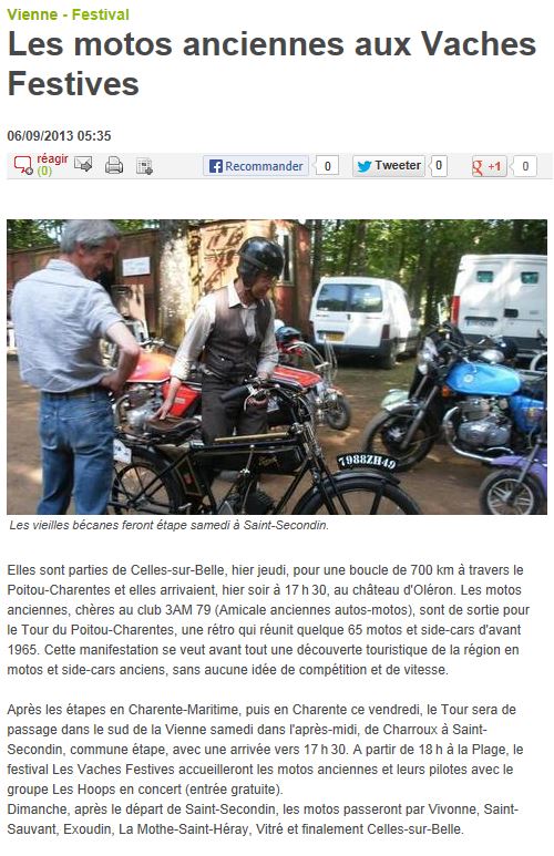 Tour Poitou-Charentes Motos Anciennes 2013 les articles de la presse Tpcnr018