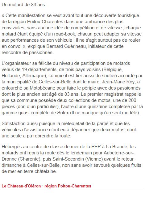 Tour Poitou-Charentes Motos Anciennes 2013 les articles de la presse Tpcso012