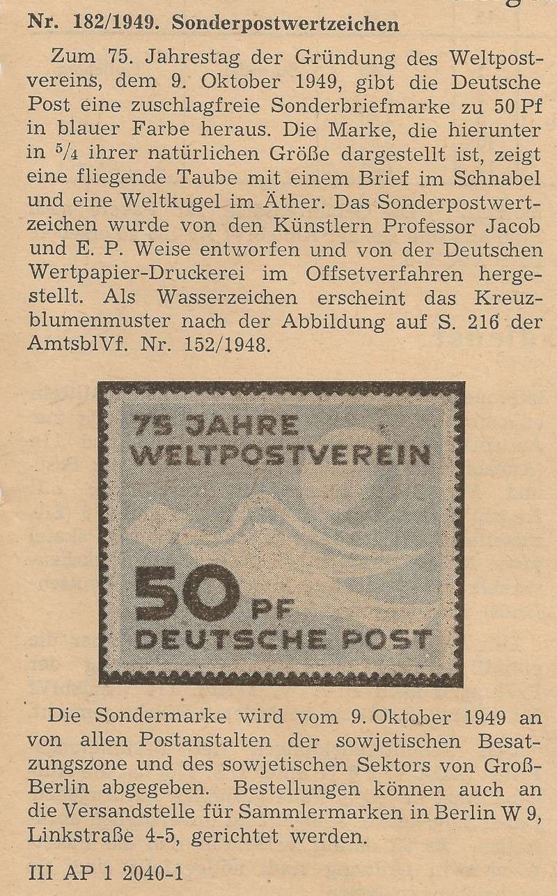 Postwertzeichen der DDR - Jahrgang 1949 - gestempelt Scanne61