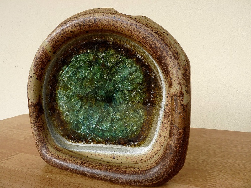 Vase plat  Baum Pottery, USA P1120410