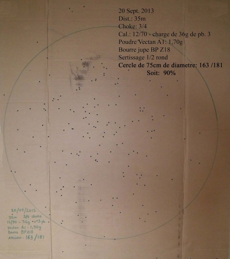 Tests sur cible - Cartouches 12/70 -36g Patter15