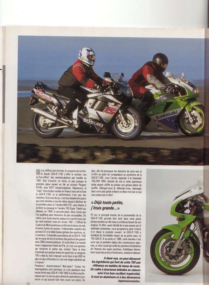 MOTO JOURNAL N°1025 FEVRIER 1992 : comparo 1100GSXR vs 750 ZXR ! 510