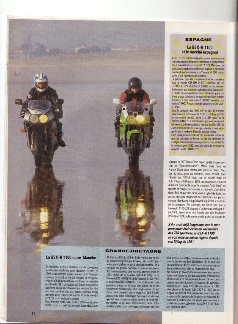 MOTO JOURNAL N°1025 FEVRIER 1992 : comparo 1100GSXR vs 750 ZXR ! 710