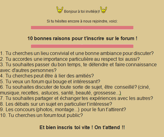 10 bonnes raisons pour t’inscrire sur le forum! Captur12