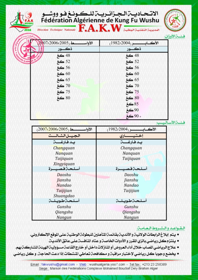 تعليمات البطولة الوطنية أكابر و أواسط 2021 20211022