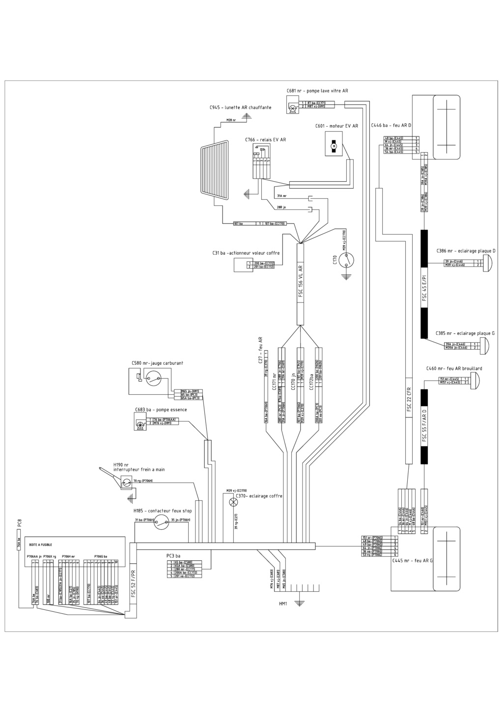 Identification connecteurs faisceau arrière Faisse13