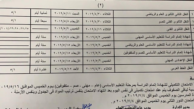جداول امتحانات الترم الثاني 2019 محافظة القليوبية   11189