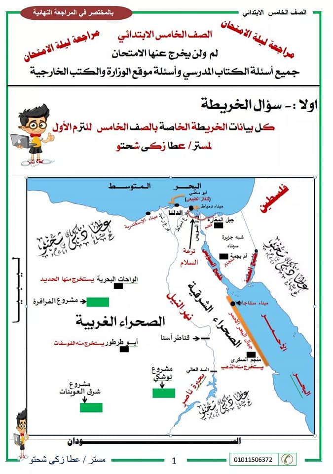 مراجعة الدراسات س و ج للصف الخامس الابتدائي ترم أول 2020 مستر/ عطا زكي شحتو 11355