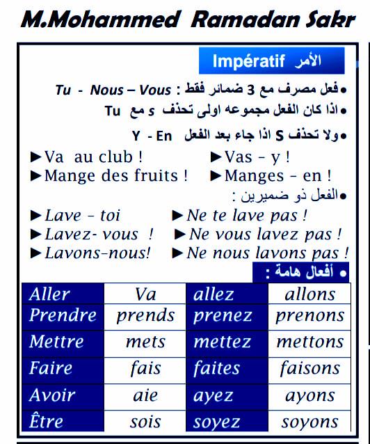 مراجعة لغة فرنسية الصف الثالث الثانوى.. زمن الأمر
