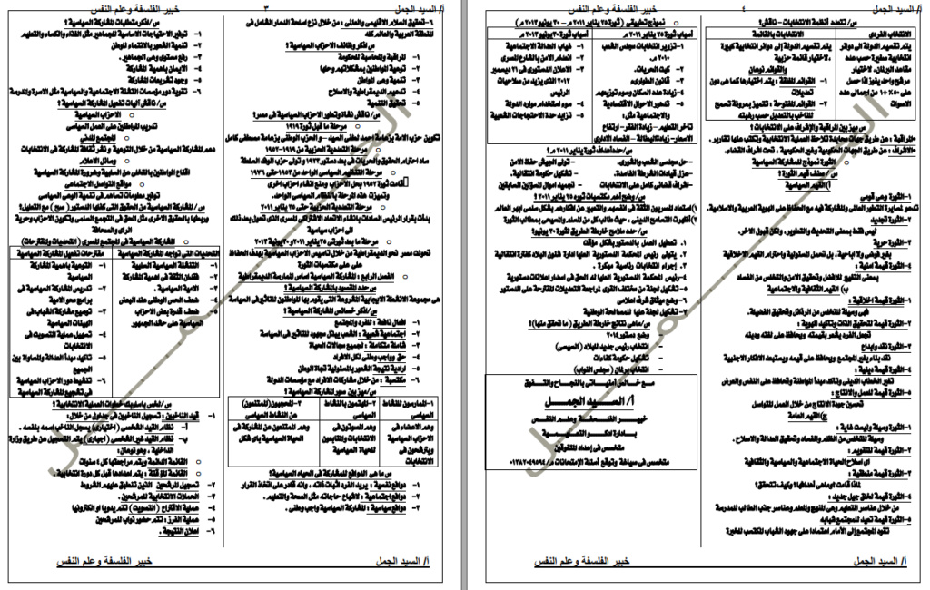 ملخص مواطنة ثالثة ثانوي فى 4 ورقات 2103