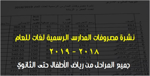 نشرة مصروفات المدارس الرسمية لغات للعام ٢٠١٨ - ٢٠١٩  2150