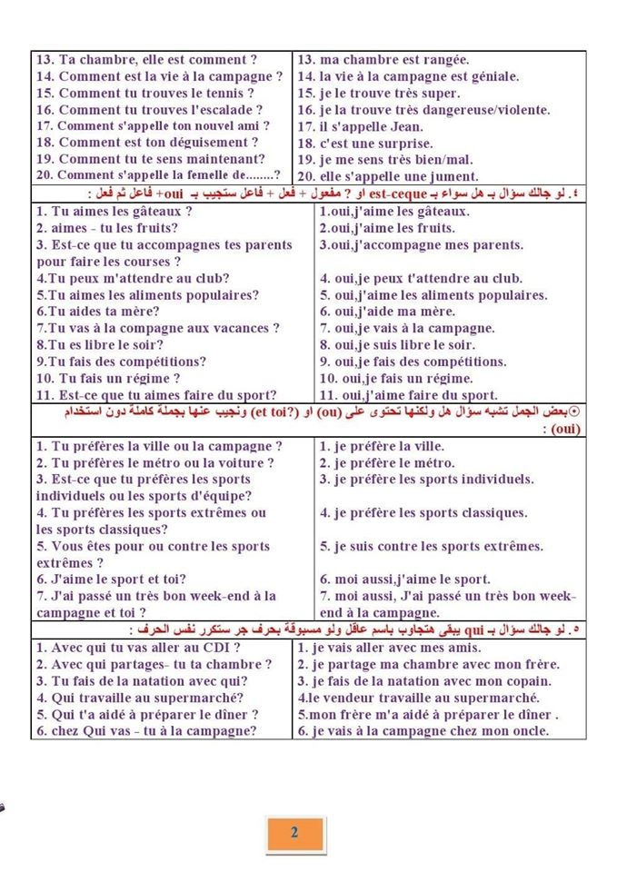 6 ورقات مهمين لامتحان اللغة الفرنسية للثانوية العامة 21637