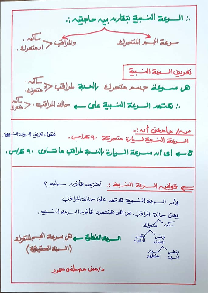 علوم 3 اعدادي... السرعه النسبيه