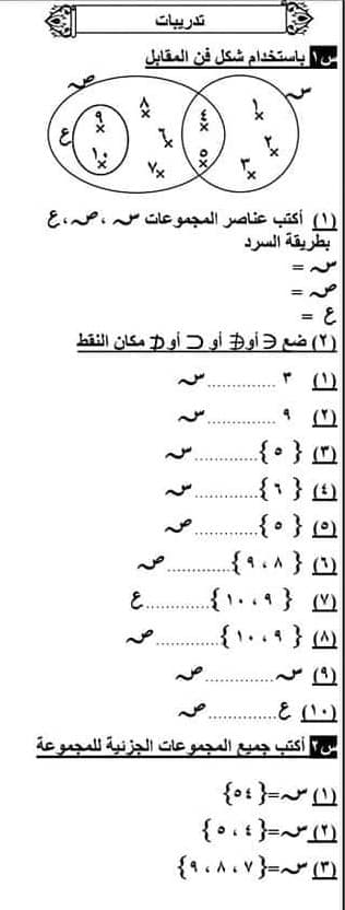 مراجعة علي المجموعات والهندسة رياضيات الصف الخامس الابتدائي  ا. داليا عبد المنعم 21954