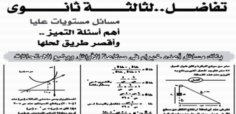 مراجعة مسائل التميز في التفاضل للصف الثالث الثانوي وأقصر الطرق لحلها - ملحق الجمهورية