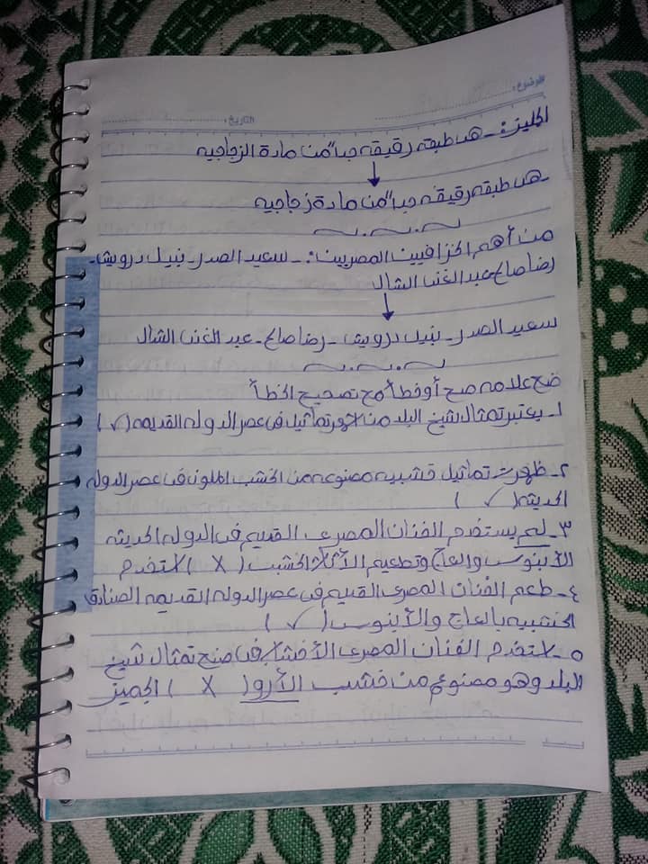 مراجعة تربية فنية للصف الثالث الاعدادي ترم أول في 5 ورقات 2713