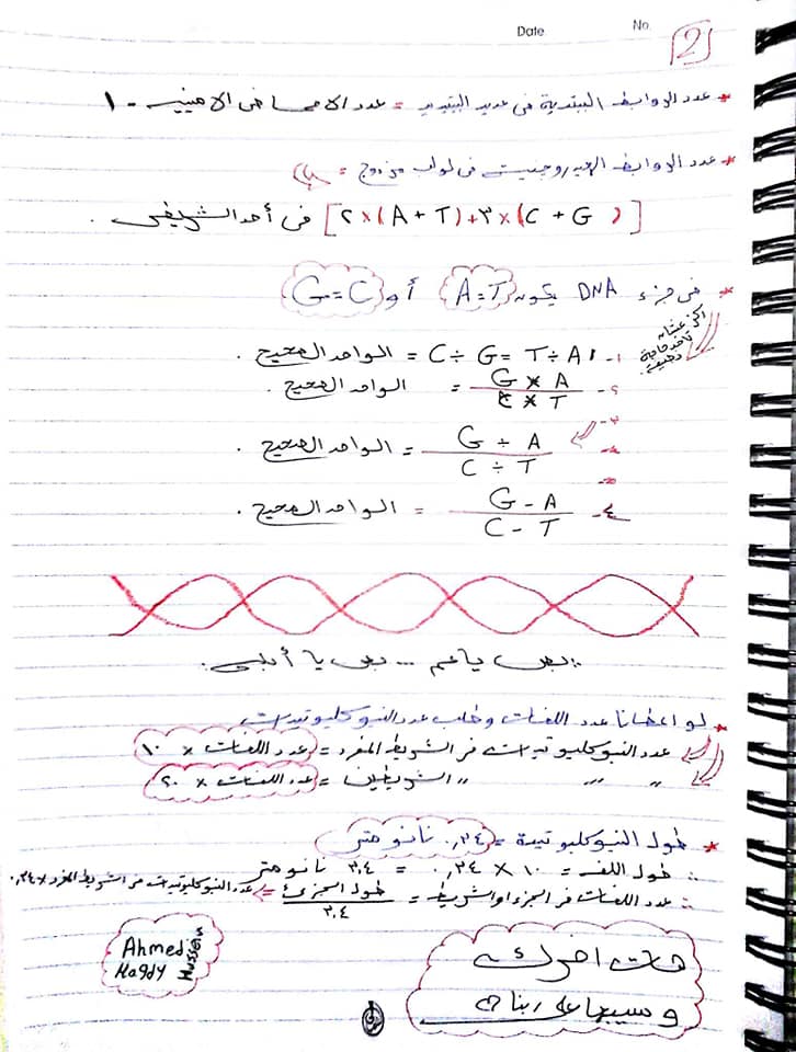 مراجعة قوانين مسائل ال DNA كلها في 3 ورقات للصف الثالث الثانوي 2858