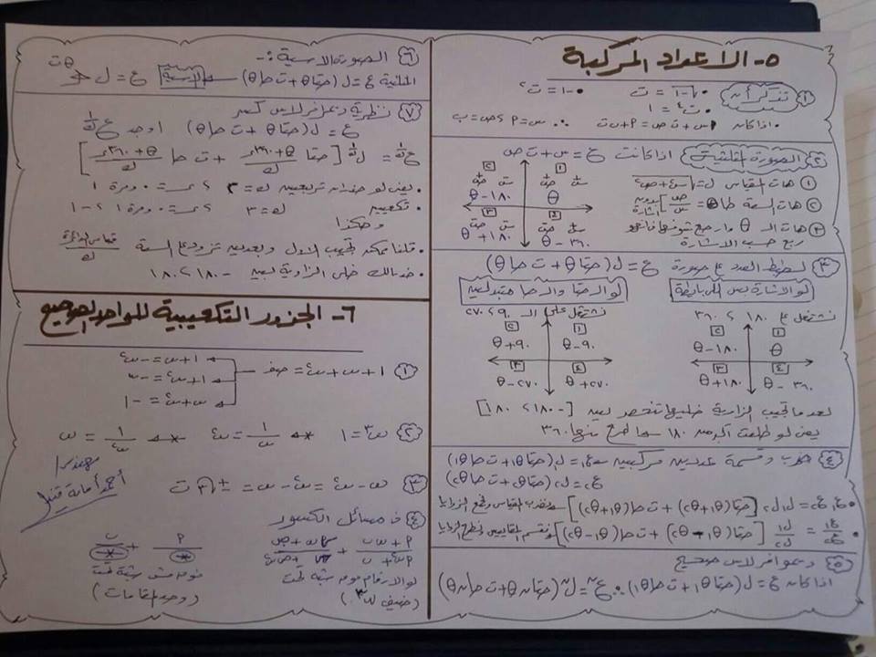 ملخص قوانين الجبر للصف الثالث الثانوي في 3 ورقات فقط