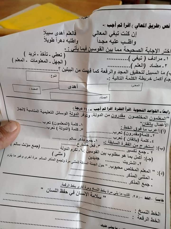 مراجعة وتوقعات امتحان لغة عربية الصف الخامس الابتدائي ترم اول 2020 مستر/ محمود مصطفي خشبة