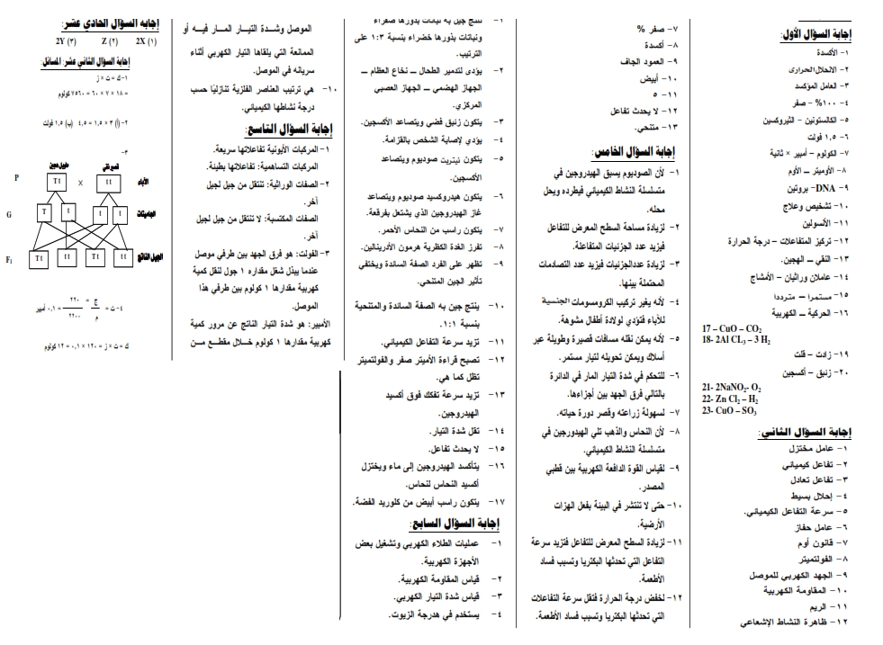 مراجعة وتوقعات العلوم (عربي ولغات) للصف الثالث الاعدادي ترم ثاني - ملحق الجمهورية