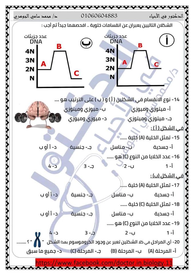 امتحان احياء الصف الاول الثانوي نظام جديد ترم ثانى 2020