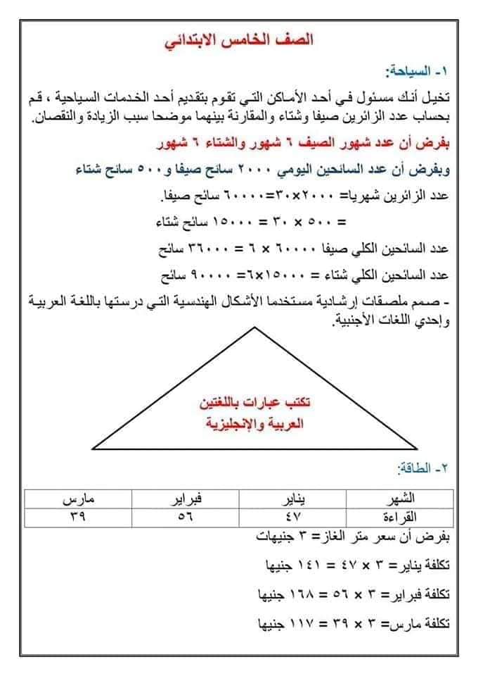 الرياضيات المطلوبة في أبحاث الصفوف الابتدائية 51028