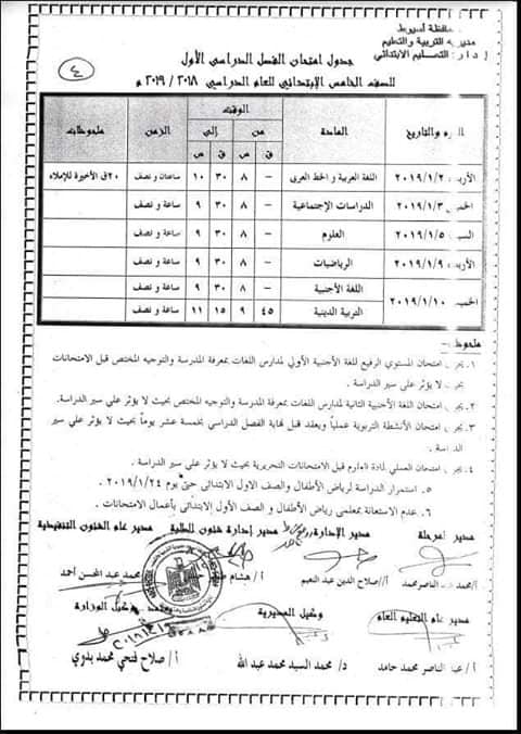   جداول امتحانات محافظة أسيوط ترم أول 2019 5280