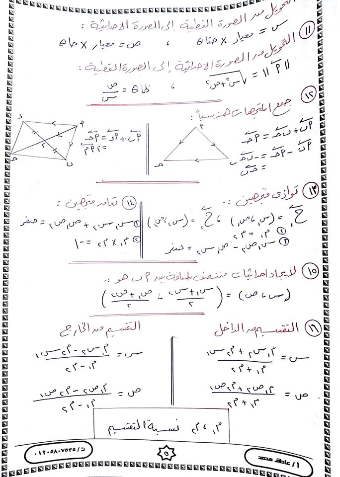 ملخص رياضيات بسيط وشامل للصف الاول الثانوي ترم ثاني في 6 ورقات أ/ عاطف محمد