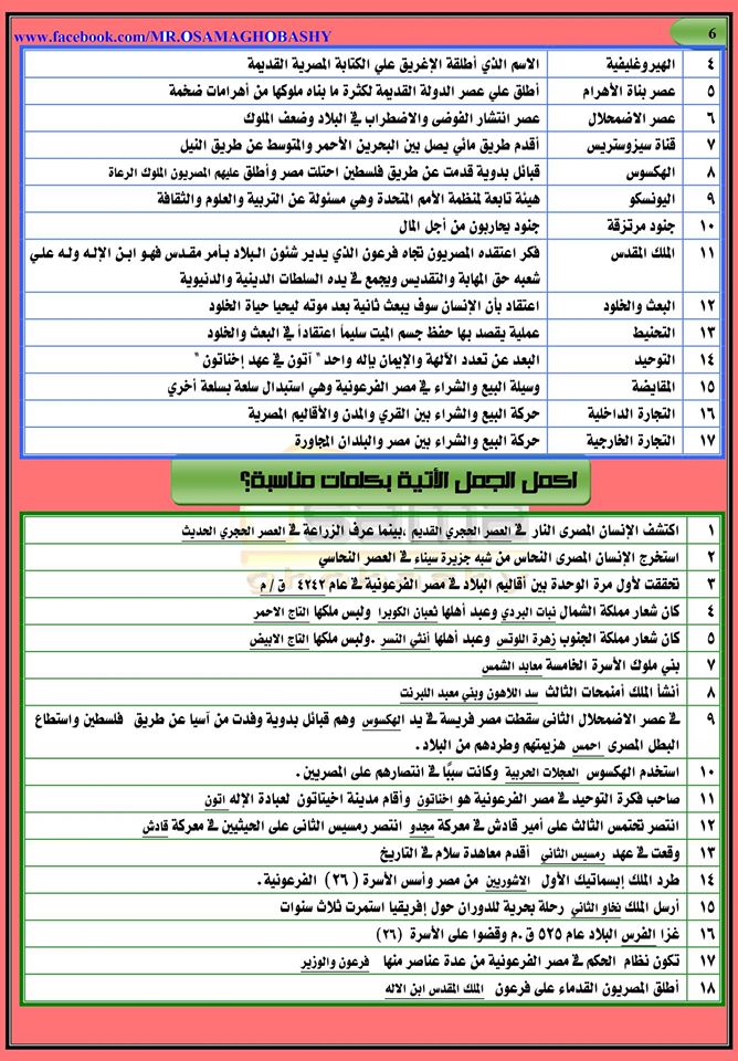 مراجعة دراسات اولى اعدادى ترم اول مستر/ أسامة غباشي 6552