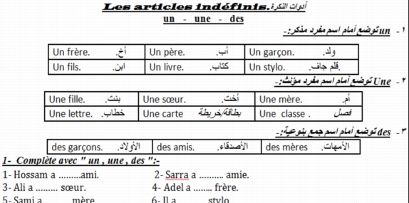 أول وأقوي مذكرة لغة فرنسية للصف الاول الثانوي ترم أول مسيو/ حسام ابو المجد 6633