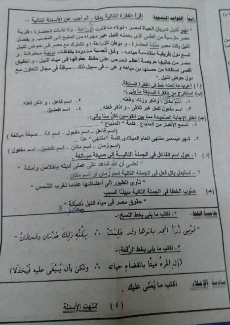 امتحان اللغة العربية للشهادة الإعدادية ترم ثاني ٢٠٢١ محافظة الإسماعيلية 6999