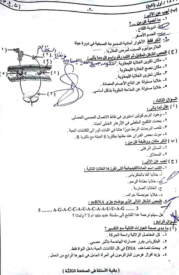 امتحان السودان في الأحياء للصف الثالث الثانوي 2019 7280