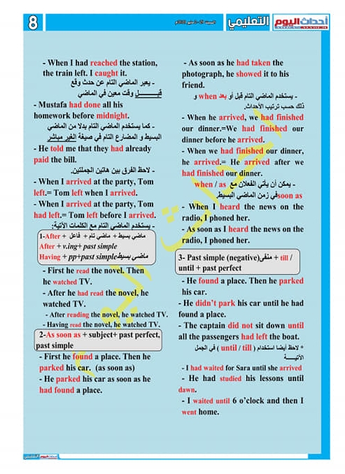 مراجعة ليلة الامتحان في اللغة الإنجليزية للصف الأول الثانوى في 4 ورقات لمستر/ طاهر منصور 7502