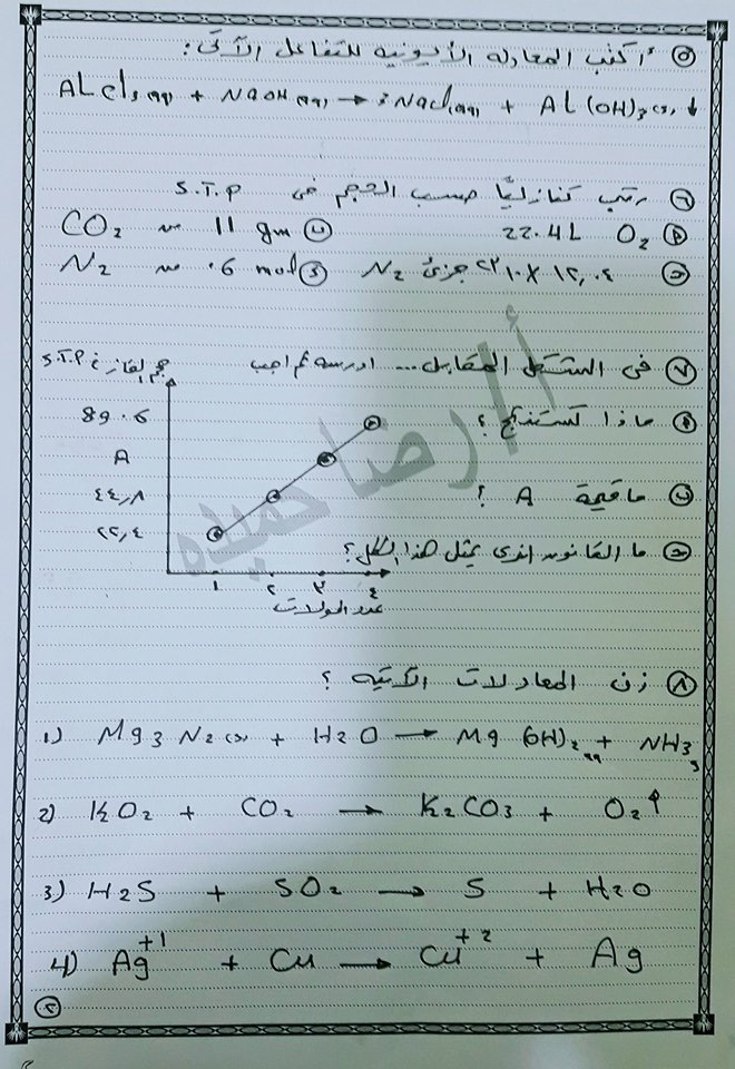 اهم مراجعات وامتحانات الكيمياء للصف الاول الثانوي ترم أول 2020