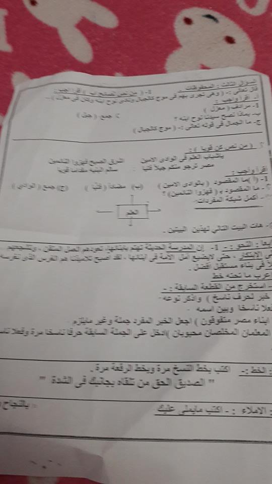 امتحان اللغة العربية للصف السادس الابتدائي ترم أول 2019 ادارة مصر الجديدة التعليمية  Aao_co20