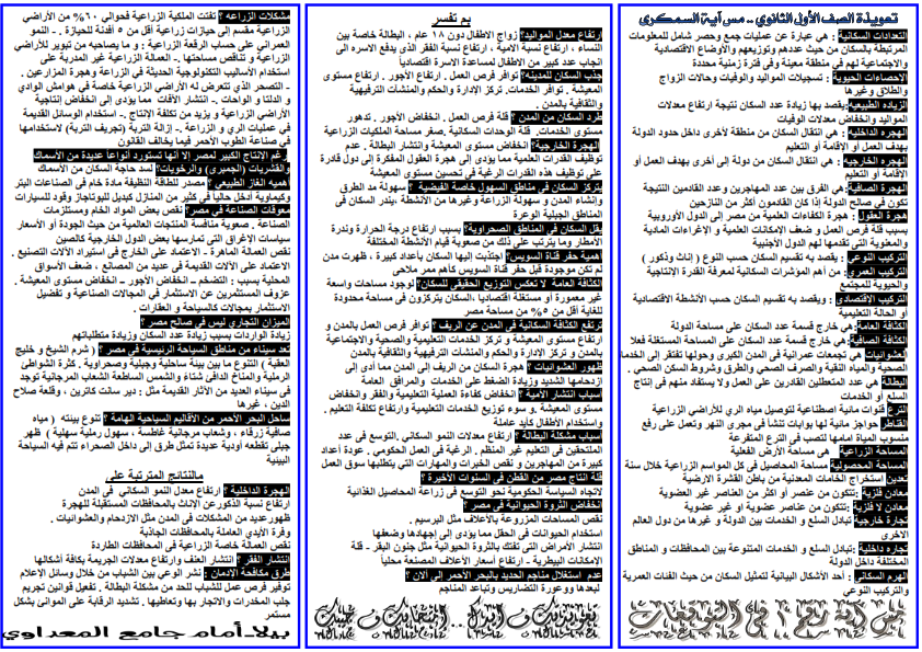 مراجعة جغرافيا أولى ثانوي ترم ثاني في 3 ورقات فقط أ/ أية السمكري