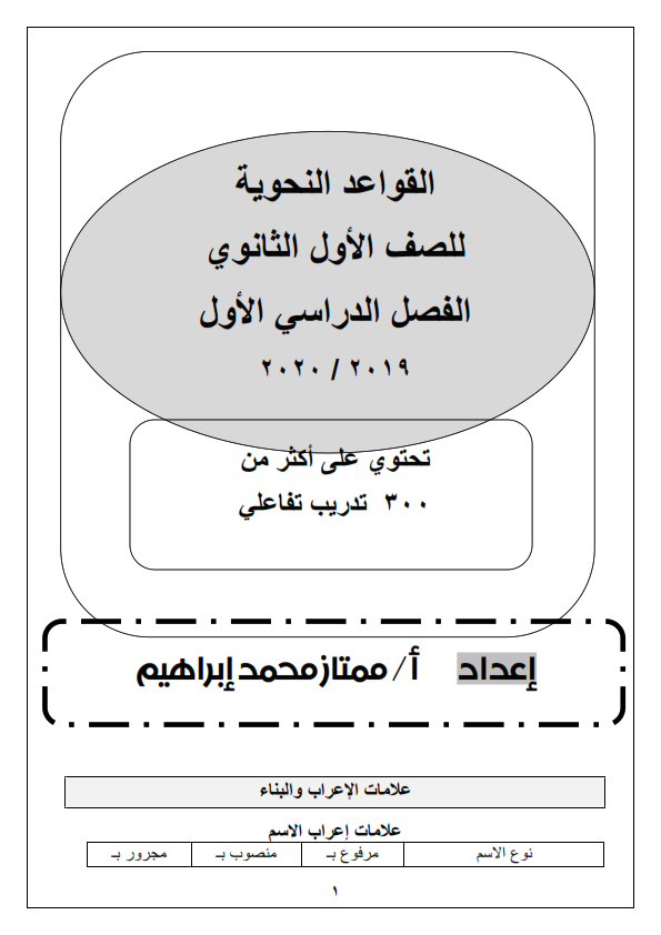 مراجعة نحو أولى ثانوي ترم أول + 30 تدريب على المنهج حسب النظام الجديد 2020